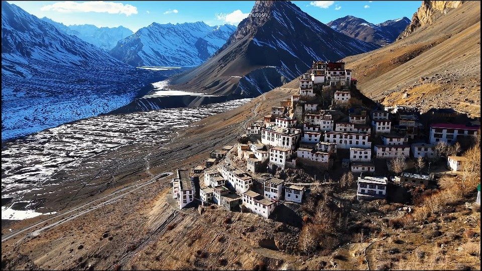 A monastery built into the mountainside
